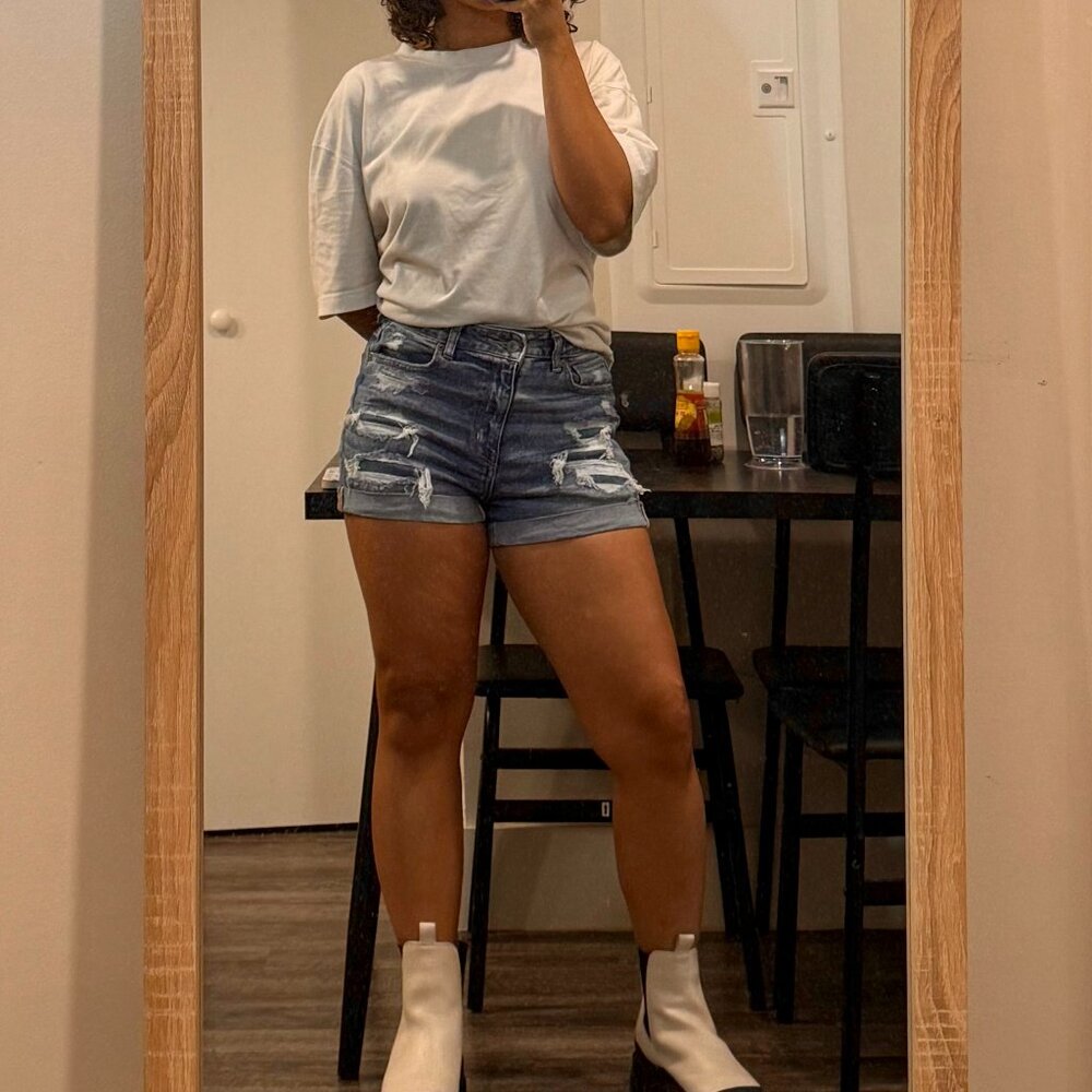 American Eagle Distressed High Waisted Denim Shorts